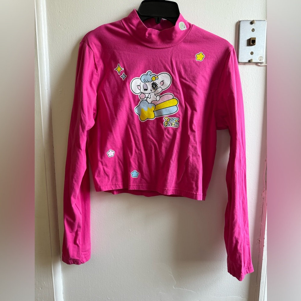 Yurie Sekiya x Teddy Fresh Cropped Mockneck Pink Long Sleeve Tee